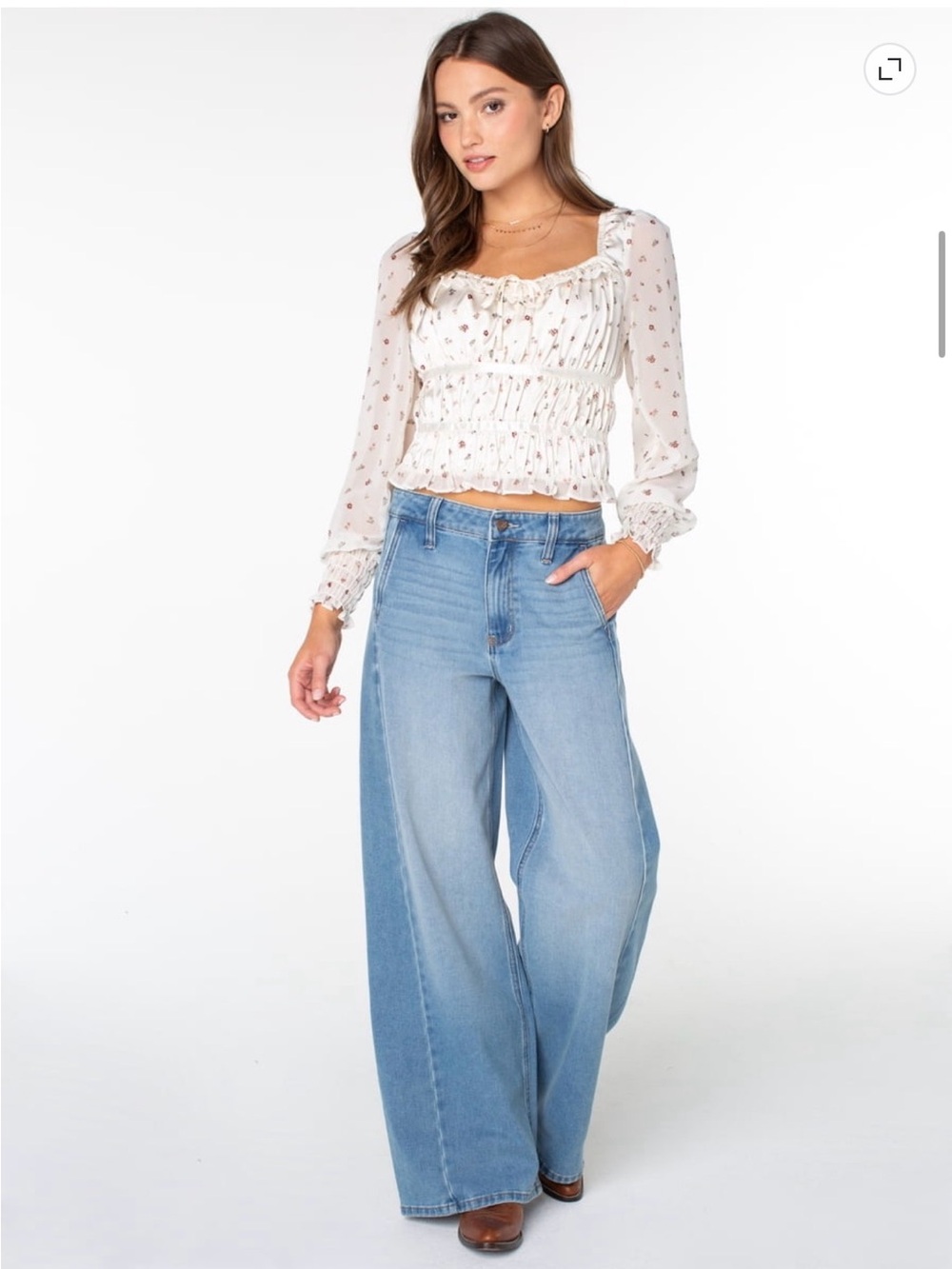 Celebrity Pink Two-Tone Light Blue Wide Leg Jeans